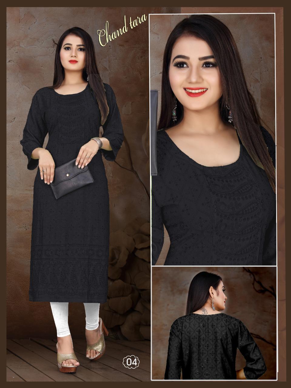 Aagya Chand Tara Regular Wear Rayon Designer Kurti Collection